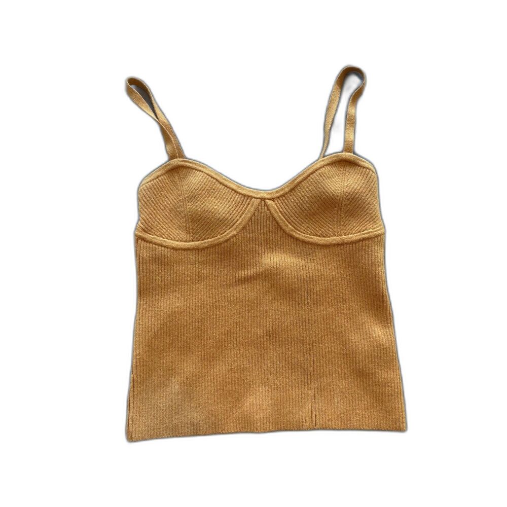 Madewell Mustard Yellow Knit Crochet Tank Top Spaghetti Straps Size XXS